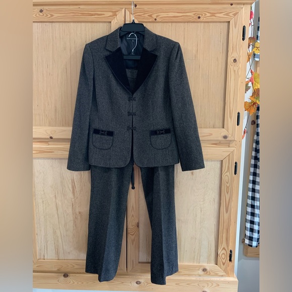 Isabella Demarco wool blend tweed work career business suit pant set size 10/12 - Picture 1 of 7